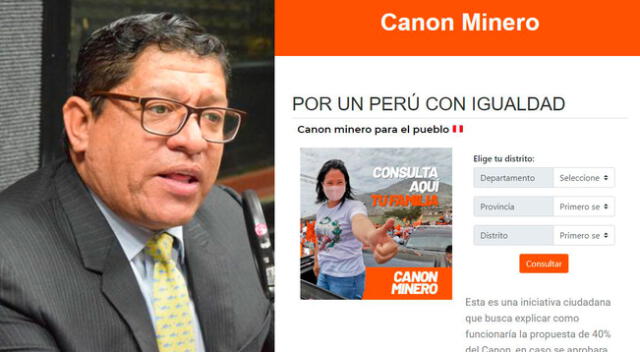 página web, canon minero, es denunciada por inducir el voto