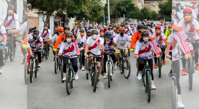 Kieko Fujimori realiza bicicleteada tras retraso de su vuelto a Lima.
