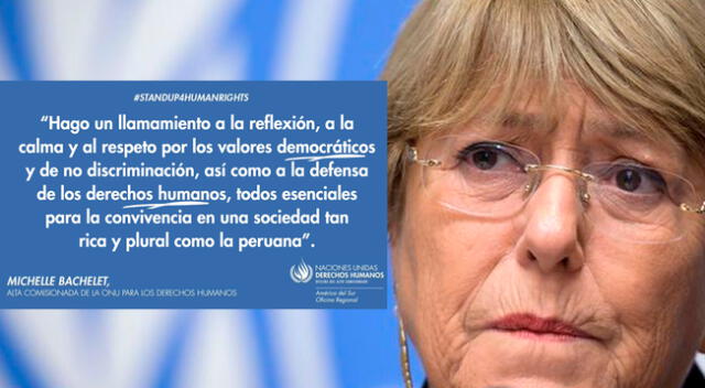 El mensaje de la también expresidenta de Chile, Michelle Bachelet, fue difundido por la ONU Derechos Humanos en América del Sur.