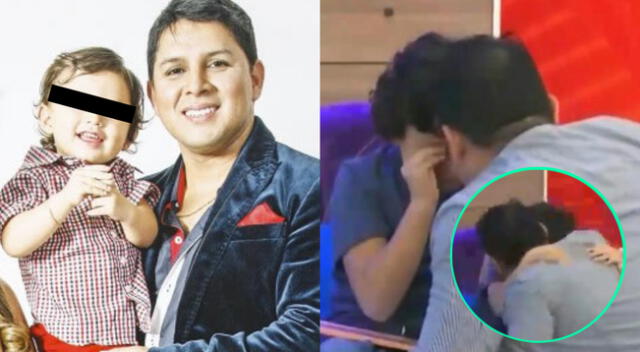 El cantante Néstor Villanueva fue sorprendido con su pequeño Adriano en Mujeres al mando, y no pudo evitar derramar lágrimas.