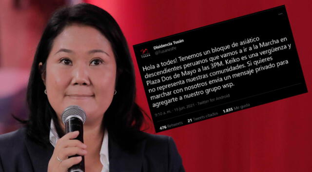 El bloque de asiático expresó su rechazo a Keiko Fujimori y sus denuncias de fraude.