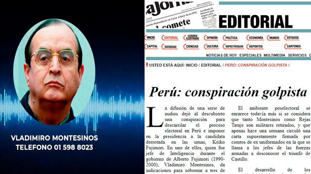 El diario mexicano denunció una intentona golpista en Perú tras la divulgación de los audios de Vladimiro Montesinos.