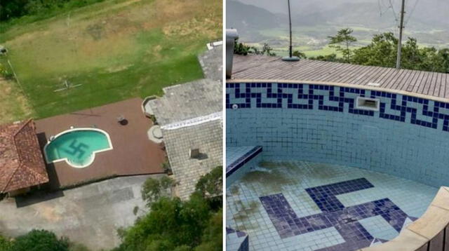 Piscina del profesor brasilero con la esvástica Nazi