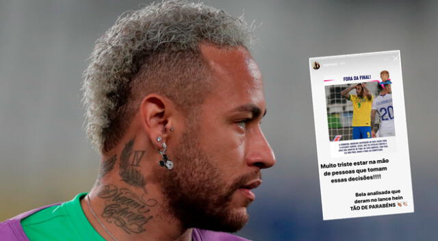 Neymar lamenta fallo arbitral que saca de la final a su amigo Gabriel Jesús.