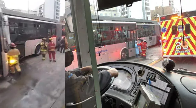 Choque entre buses del Metropolitano deja varios heridos.