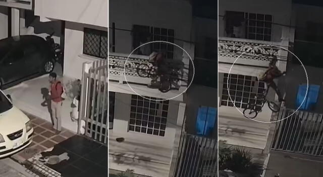 Se cree Spider-Man. Un ladrón roba bicicleta de segunda luego de treparse a las rejas de una casa.