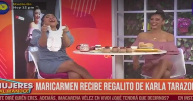 Maricarmen Marín  grita de emoción tras recibir roponcito de marca Gucci de parte de Karla.