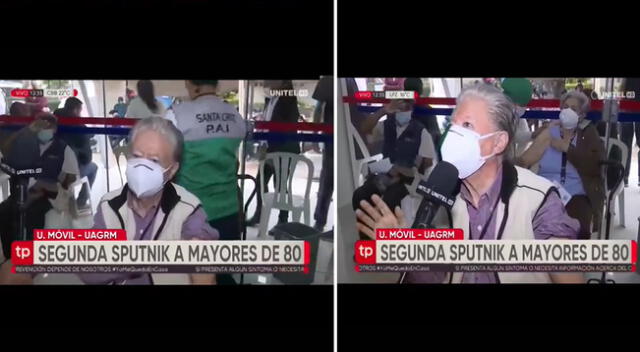 Señor bromea a reportero boliviano tras recibir segunda dosis de la vacuna contra COVID-19.