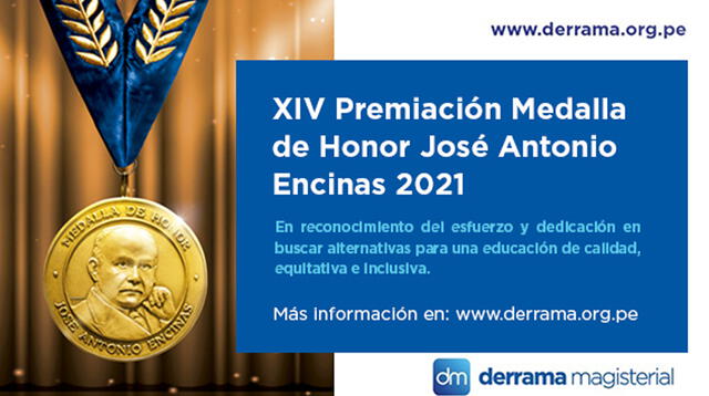 Medalla de Honor José Antonio Encinas. Foto: Derrama Magisterial