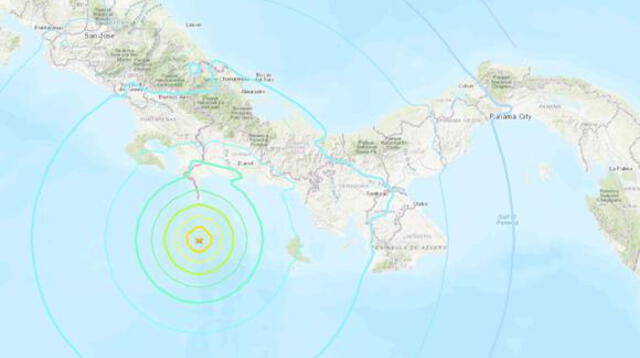 Hasta el momento, no se reportan daños, indicó el Sistema Nacional de Protección Civil de Panamá. Foto: USGS