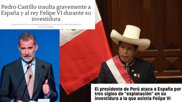 “Insulta a España”: Así informó la prensa española el discurso de Pedro Castillo delante del rey Felipe VI.