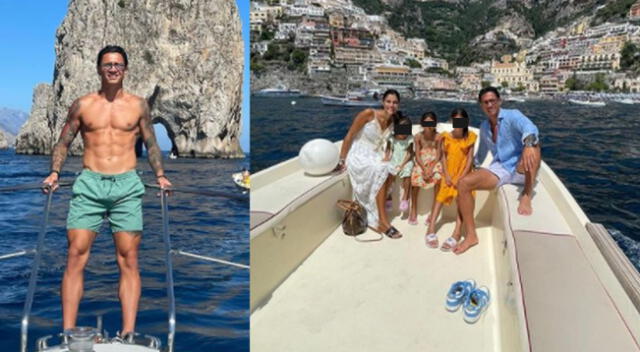 Gianluca Lapadula disfruta de la playa junto a su familia en Isla de Capri.
