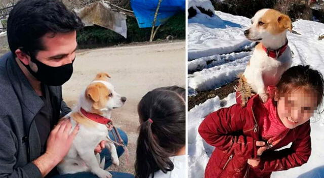 La niña caminó en plena nieve para llevar a su perrito al veterinario