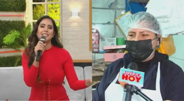 Melissa Paredes se enlazó EN VIVO con el reportero de América Hoy y se emocionó al ver que él entrevistaba a su casera, Doña Toñita.