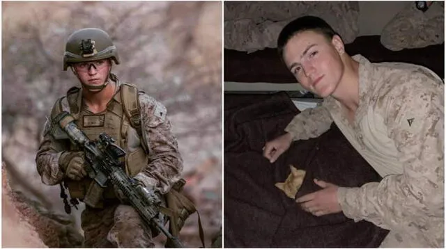 Un futuro papá, entre soldados de EE.UU. muertos en Afganistán. Foto: Composición/Difusión