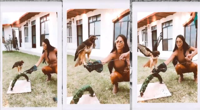 Sheyla Rojas adiestrando un halcón en México.