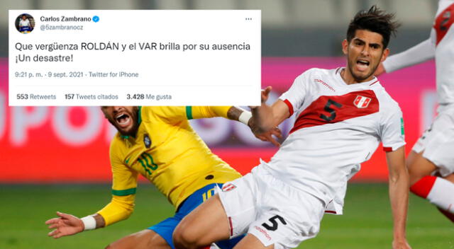 Carlos Zambrano utilizó su cuenta de Twitter para opinar sobre la derrota de la selección.