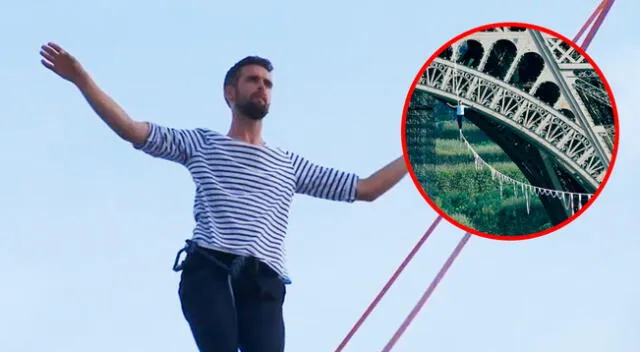 Nathan Paulin ya había cruzado el río Sena en la cuerda floja, en el Día de la Herencia en 2017.