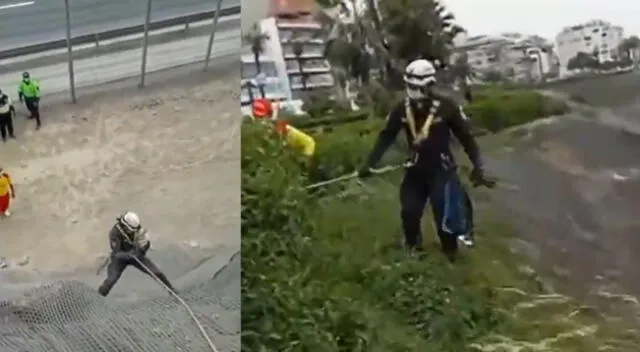 Rescatan a perro que cayó por acantilado de la Costa Verde [VIDEO]