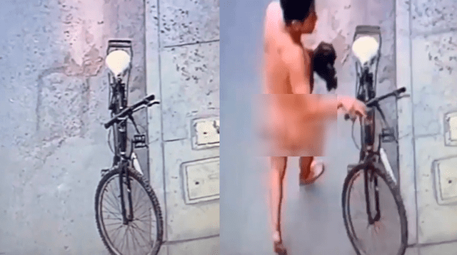 hombre desnudo roba bicicleta tras ser descubierto por esposo de su amante