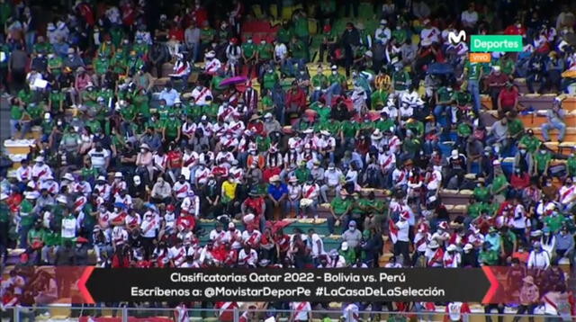 Como en casa: Hinchas peruanos pintan de blanco y rojo el estadio en La Paz