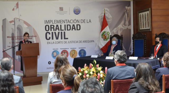 La presidenta del Poder Judicial, Elvia Barrios Alvarado participó en ceremonia de oralidad de procesos civiles en Arequipa
