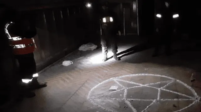 Agentes de serenazgo y de la PNP encontraron un una imagen pentagonal que aparentemente fue dibujada con sal