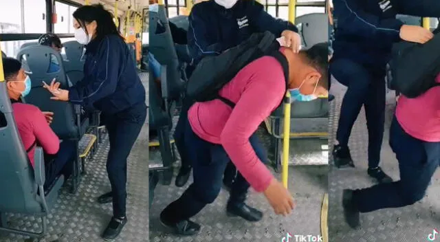 Peculiar video del joven en un bus se hizo viral en las redes sociales.