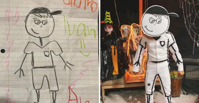 México: profesor honró a su alumna fallecida disfrazándose del último dibujo que ella le dio.