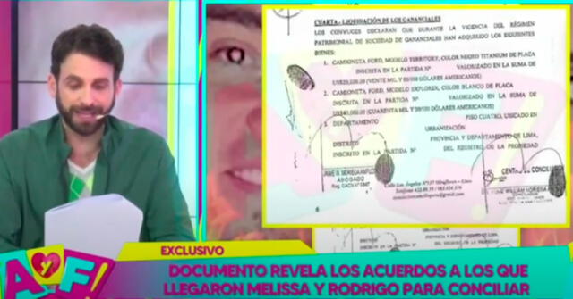 Rodrigo González leyó EN VIVO el documento de la conciliación entre el Gato y Melissa.