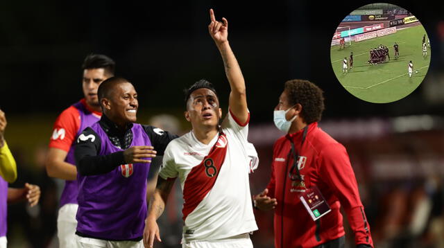 Christian Cueva anotó el segundo gol de Perú en un tiro libre. Foto: composición/EFE/Movistar Deportes