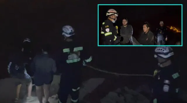 Rescatan a dos personas de cerro en Jicamarca.