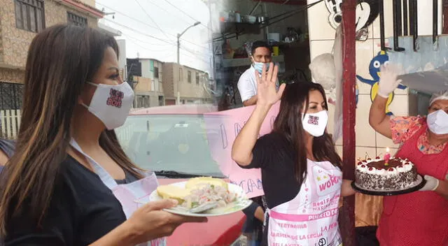 Patricia Chirinos festejó cumpleaños de madre de comedor popular en el Callao.