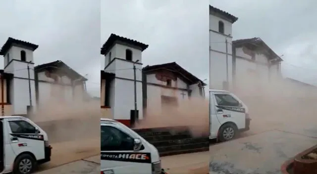 Un video registró el momento exacto cuando la iglesia se derrumba