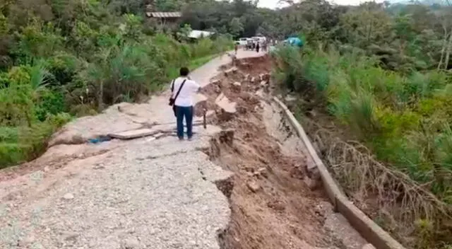 Carretera que conectaba a los poblados de Nieva y Orasuka quedó completamente destruida a causa del terremoto en Amazonas.