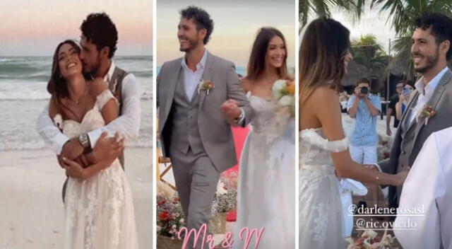 Darlene Rosas y Ricardo Oviedo se casan en boda al borde del mar.