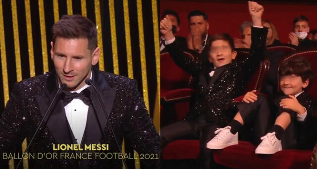 Lionel Messi ganó su séptimo Balón de Oro. La emoción pudo notarse en su familia que lo acompañó a la gala de premiación.