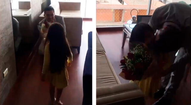 Rodrigo Cuba conmueve al regalarle ramo de flores a su hija.