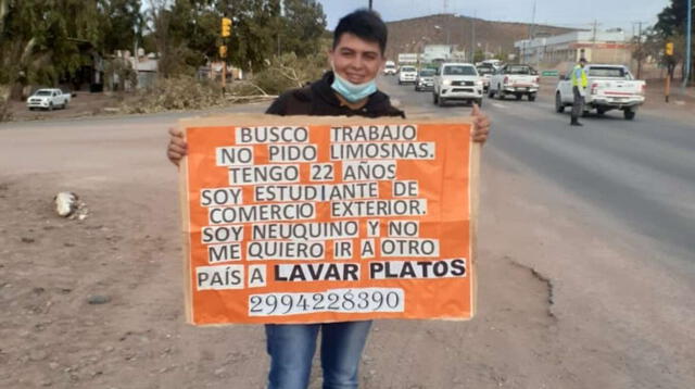 Néstor España, el joven de 22 años que estuvo 12 horas parados para intentar conseguir trabajo en una petrolera de Neuquén.