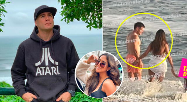 Melissa Paredes  y Pancho Rodríguez juntos en una playa.