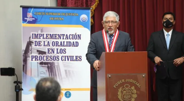 El juez supremo Héctor Lama More, presidente del Equipo Técnico Institucional de Implementación de la Oralidad Civil del Poder Judicial participó en inauguración