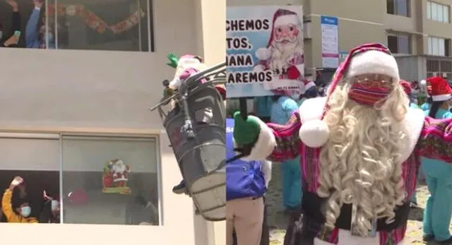 Un grande. Santa Claus llevó regalos a niños internados por COVID-19 en la Villa Panamericana.
