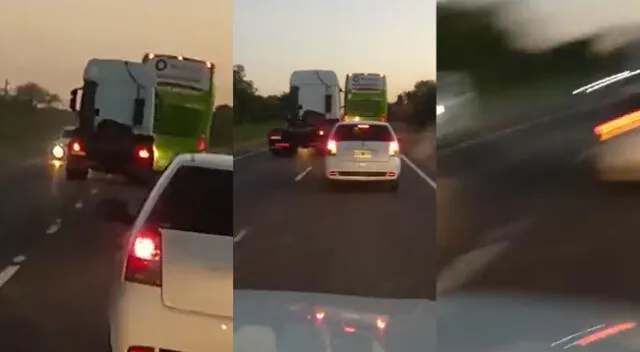 Sorprendente escena en carretera se hizo viral en las redes sociales.