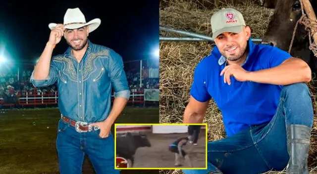 El exchico reality Coto Hernández se muestra cómo corre para esquivar el embiste del toro.