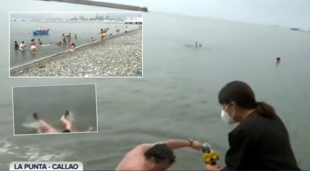 Peculiar escena protagonizada por reportera en playa de La Punta captó la atención.