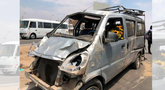 Minivan se despistó en plena Panamericana Norte
