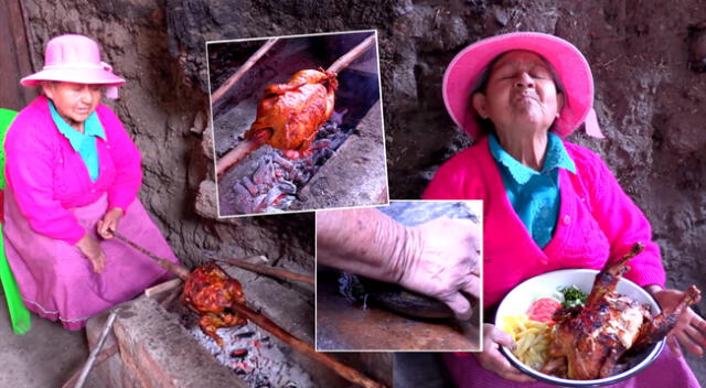 Singular video de la adulta mayor con su pollo a la brasa llamó la atención en las redes sociales.