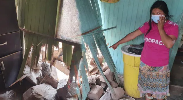 La mujer mostró lo inhabitable que quedó su vivienda tras el temblor de 5.6, en asentamiento humano de Carabayllo.