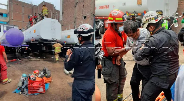 Personal de la Unidad de Rescate PNP lograron rescatar a los obreros.