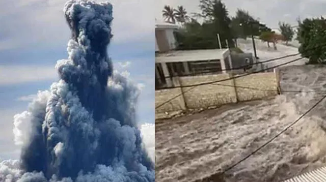Así fue el preciso momento del tsunami tras la erupción de volcán submarino.